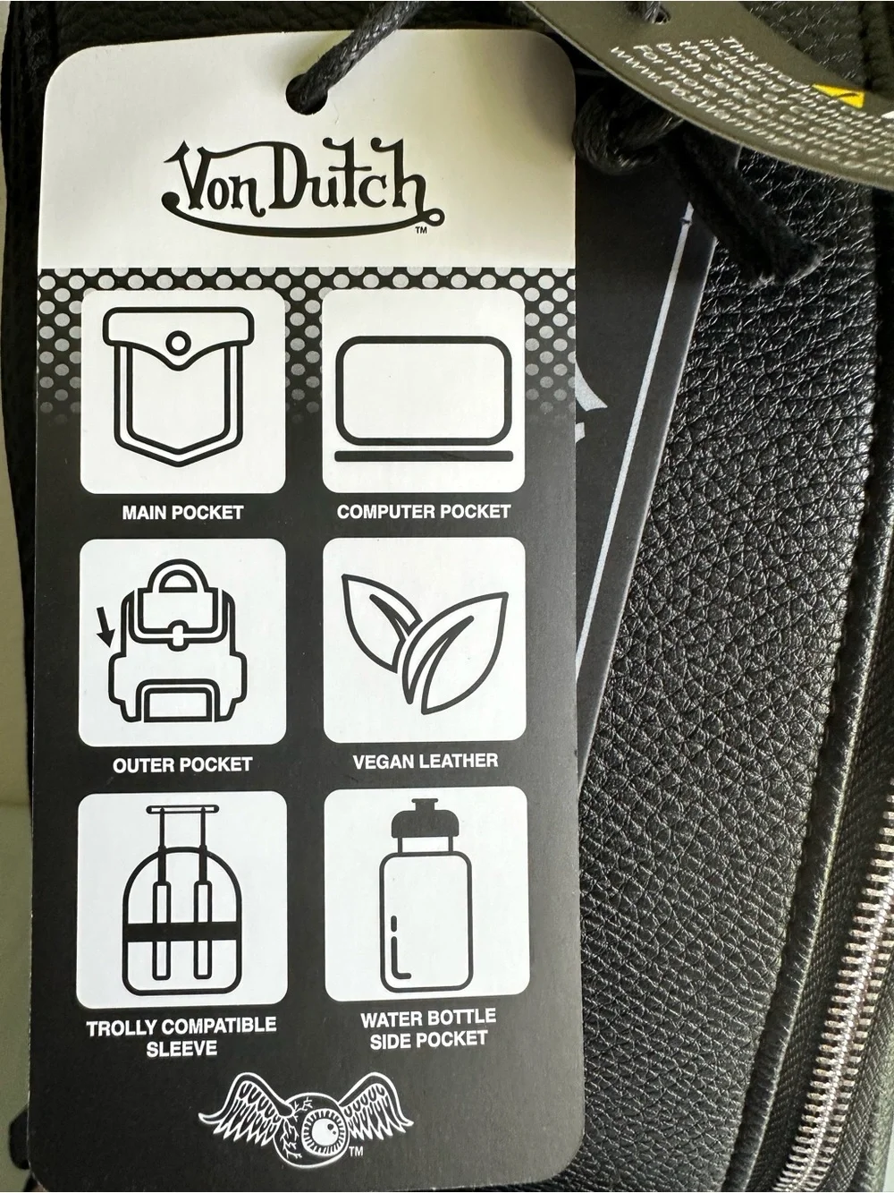 Von Dutch Black Graphic Backpack VDBP-013 One Size